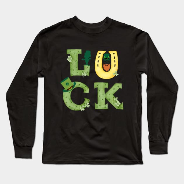 Luck in Irish. Happy St. Patrick's Day! Celebrate with a fancy LUCK Long Sleeve T-Shirt by UnCoverDesign